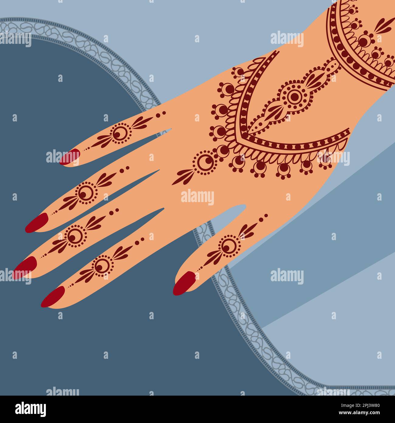 Eid Henna Mehndi Hands Vector Illustration Eid Henna Hand Draw Henna Vector Design Stockfoto