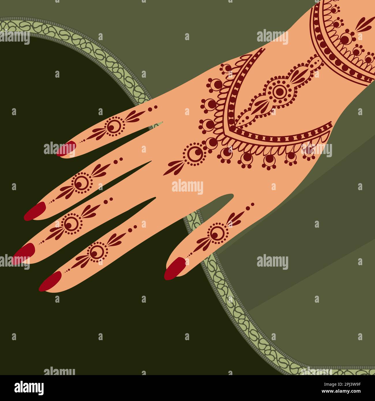 Eid Henna Mehndi Hands Vector Illustration Eid Henna Hand Draw Henna Vector Design Stockfoto