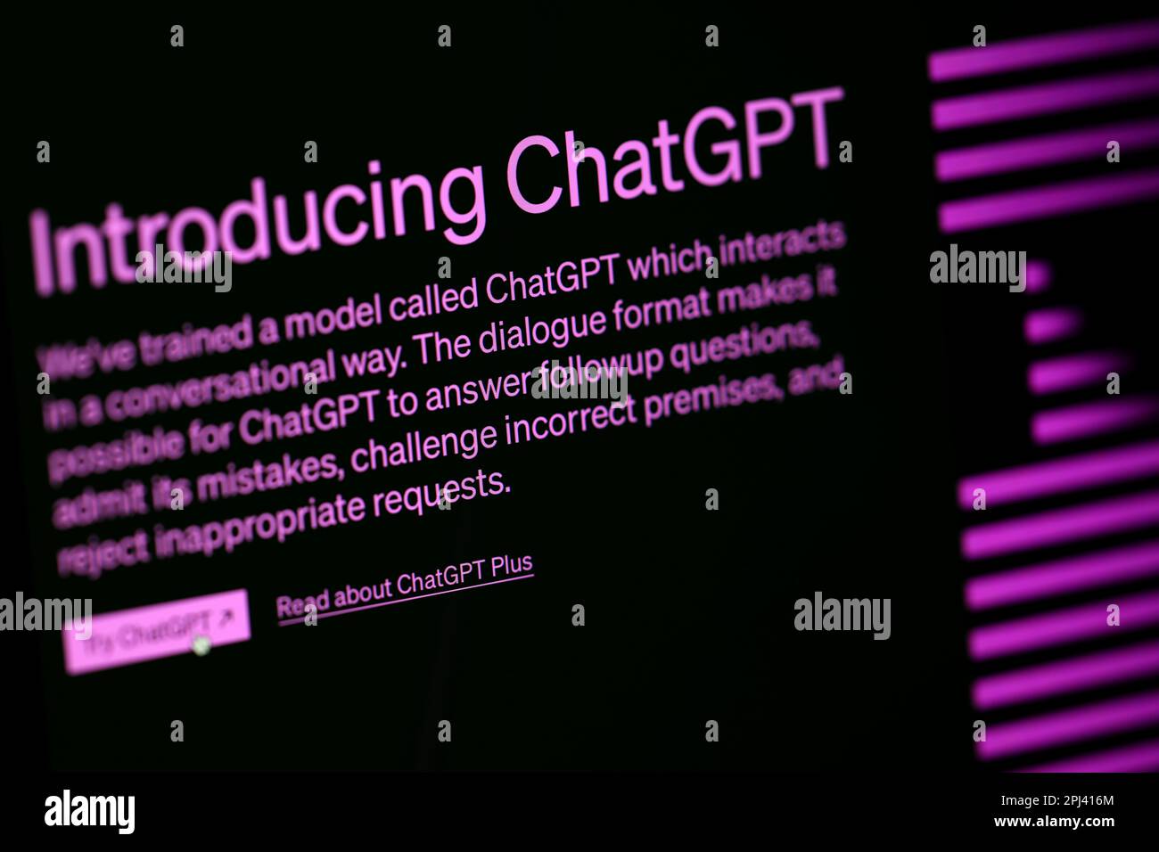 Eine allgemeine Ansicht der Chat-GPT-Website. Foto: Freitag, 31. märz 2023. PA-Foto. Stockfoto