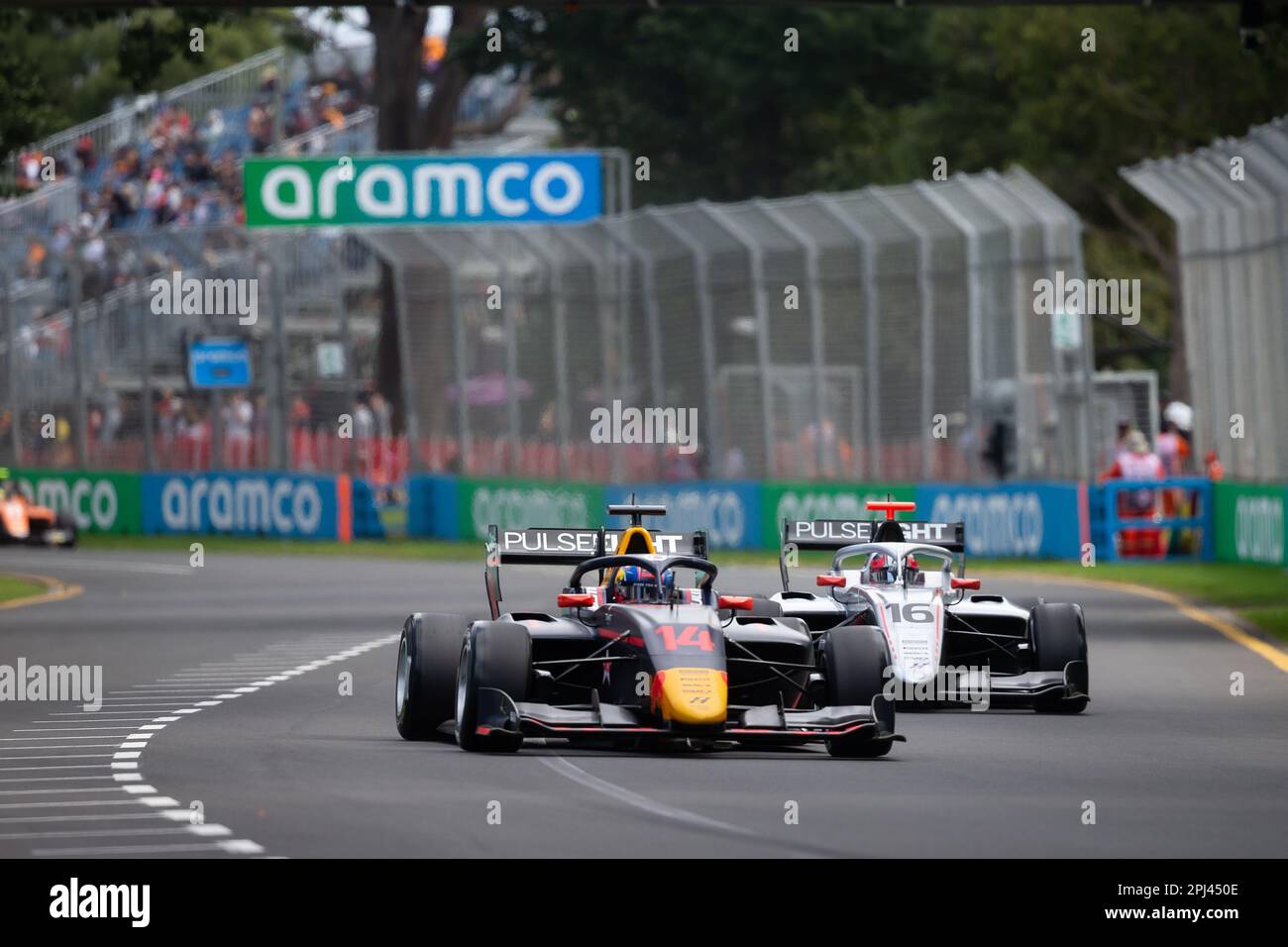 Melbourne, Australien, 31. März 2023. Sebastian Montoya (14), der am 31. März 2023 beim australischen Formel-1-Grand-Prix auf der Melbourne Grand-Prix-Rennstrecke in Albert Park, Australien, für den HitechGP in der Formel 3 qualifiziert ist. Kredit: Dave Hewison/Speed Media/Alamy Live News Stockfoto