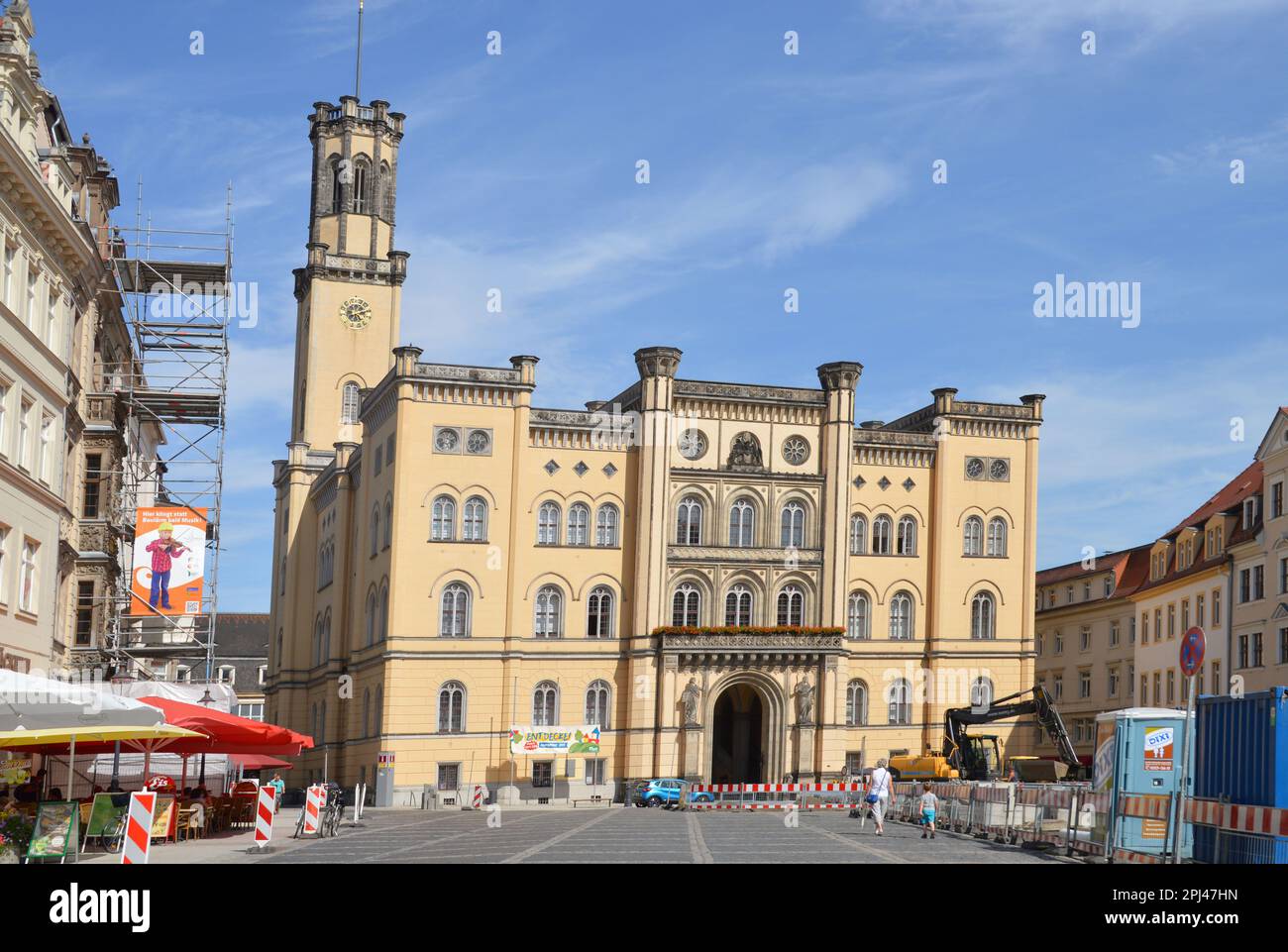 Deutschland, Sachsen (die Oberlausitz), Zittau: Rathaus auf dem Rathausplatz, 1840-45 von Carl Friedrich Schinkel im italienischen palazzo sty entworfen Stockfoto