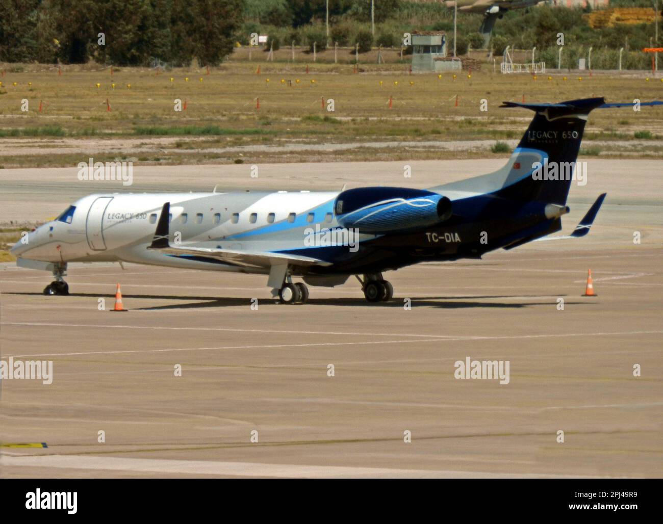 Türkei, Flughafen Bodrum: TC-DIA (c/n 14501148) Embraer EMB-135BJ Legacy of IC Havacilik. Stockfoto