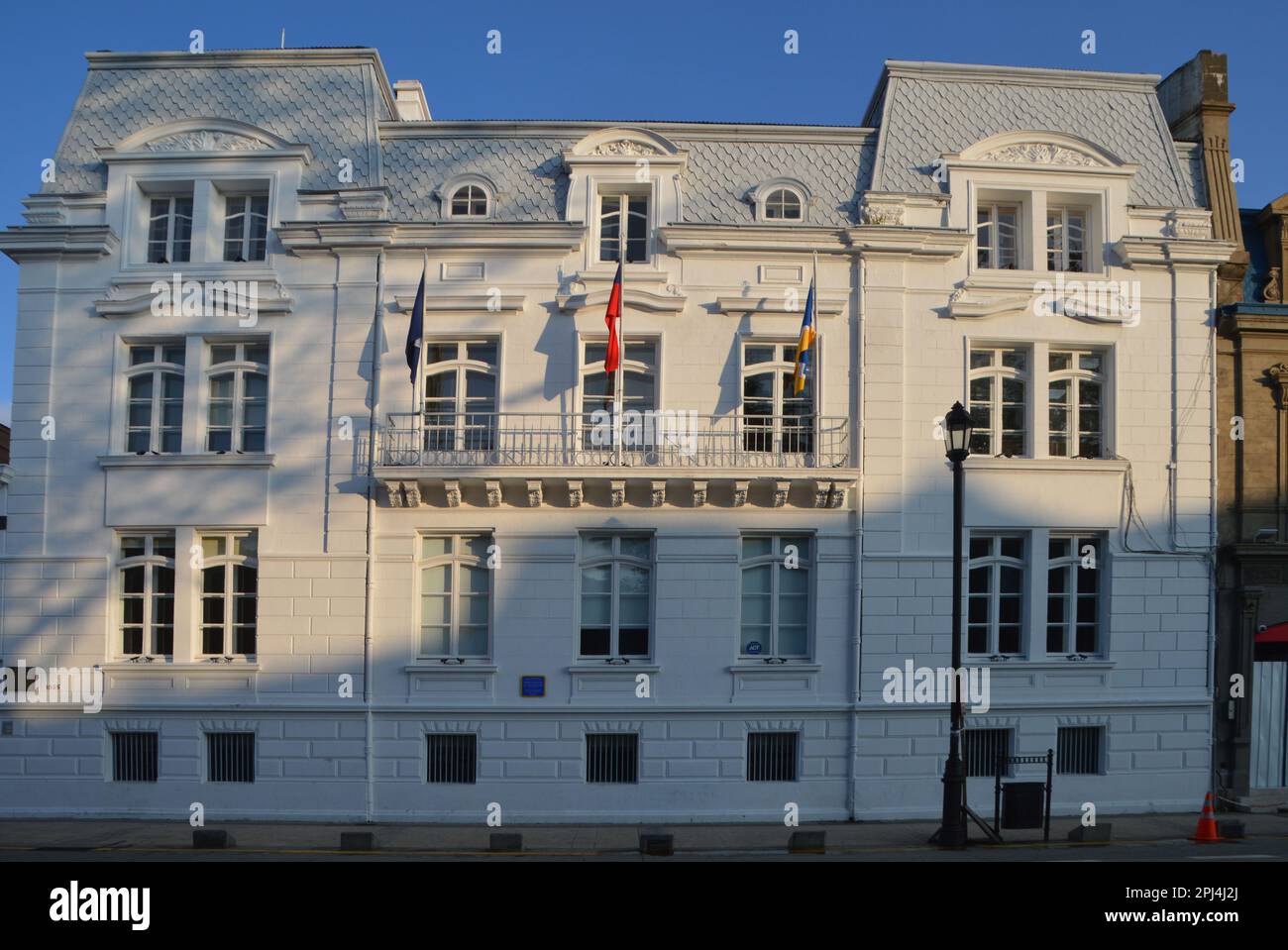 Chile, Punta Arenas: Ehemaliges Haus von Juan Blanchard von Braun und Blanchard, der als erster pelagischen Walfang auf den südlichen Shetland-Inseln entwickelte Stockfoto