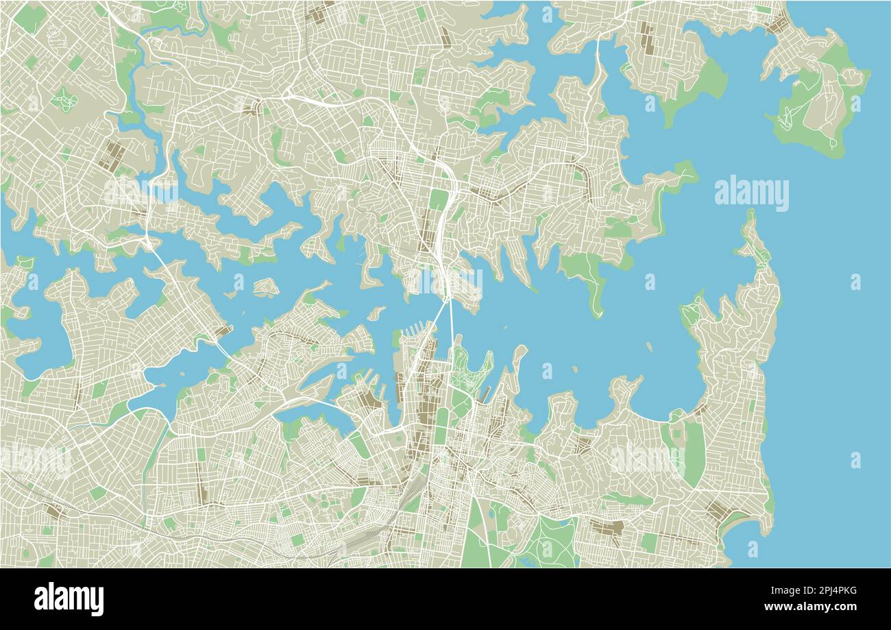 Vector Stadtplan von Sydney mit gut organisierten getrennten Schichten. Stock Vektor