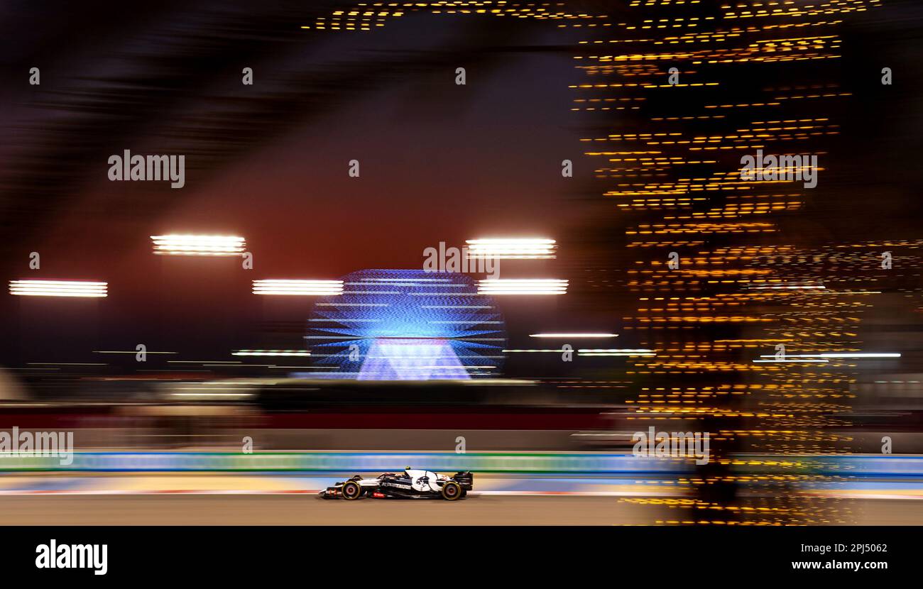 Alpha Tauri Yuki Tsunoda während des Trainingstages des Großen Preises von Bahrain auf der Bahrain International Circuit, Sakhir. Foto: Freitag, 3. März 2023. Stockfoto