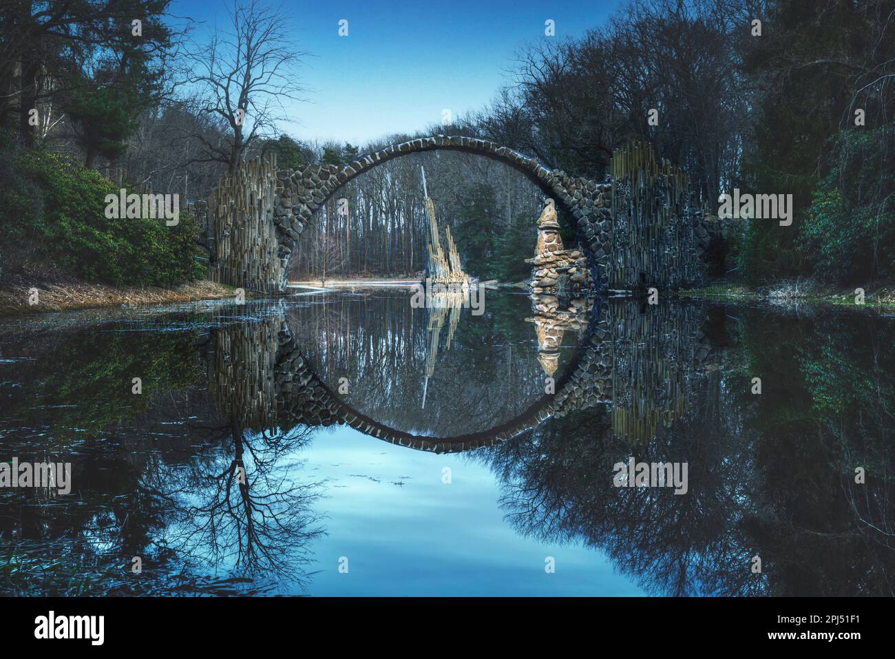 Rakotz-Brücke, Gablenz, Oberlusatien, Sachsen, Deutschland Stockfoto