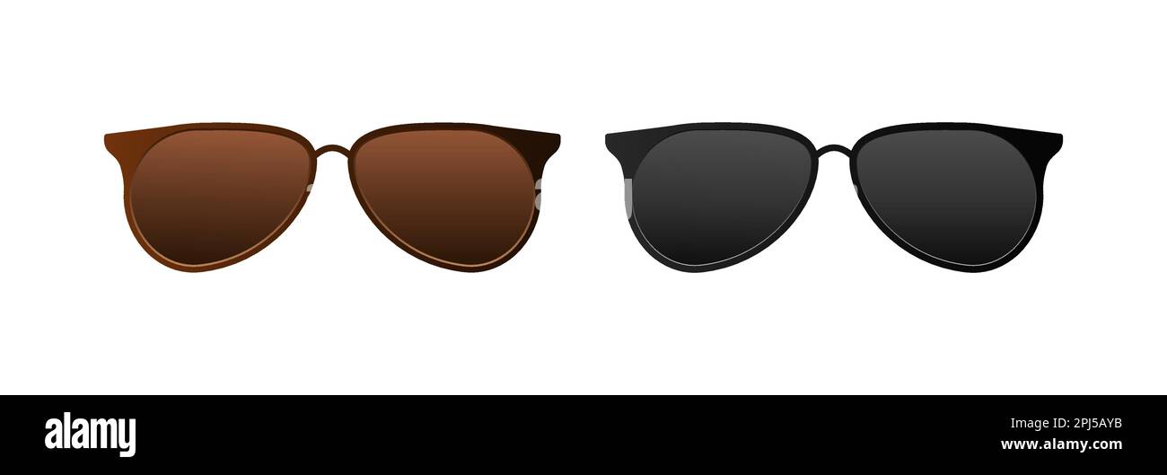 Braune und schwarze Sonnenbrille. Modisches Accessoire zum Schutz Ihrer Augen Stock Vektor