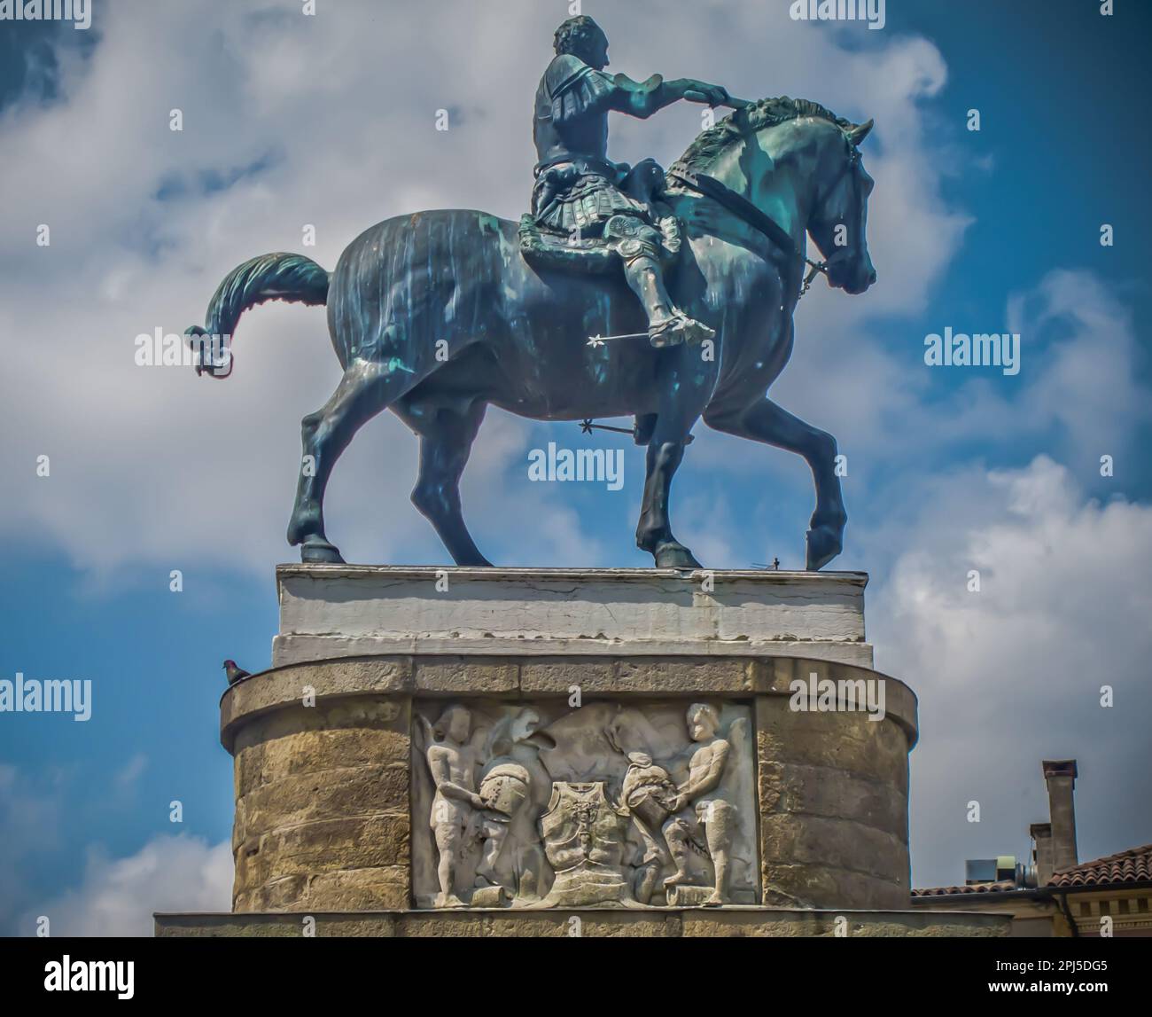 Bronzene Reiterstatue von Gattamelata von Donatello, 1453. Piazza del Santo, Padua, Italien Stockfoto