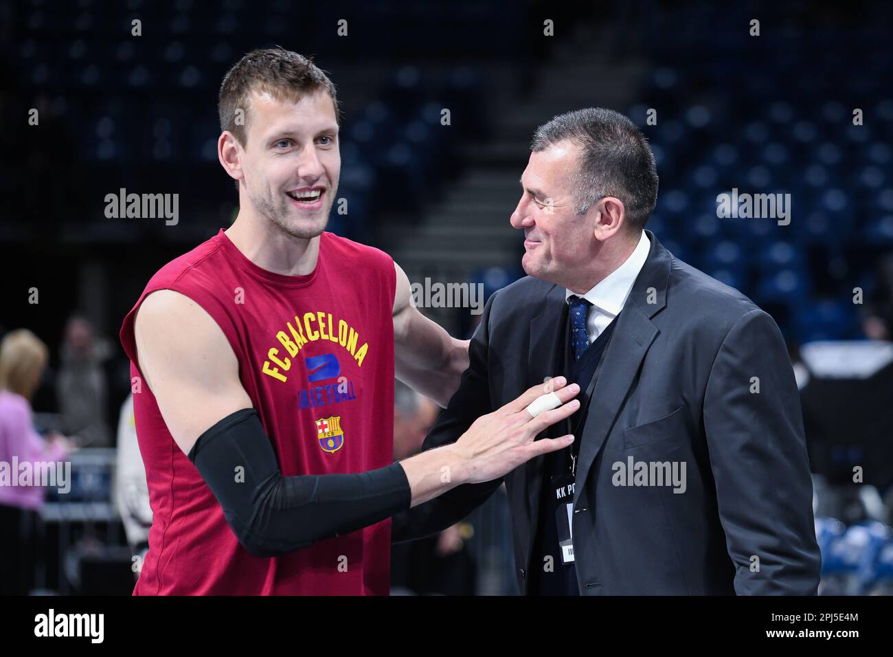 Belgrad, Serbien, 28. März 2023. Jan Vesely vom FC Barcelona reagiert während des EuroLeague-Spiels der Turkish Airlines 2022/2023 zwischen Partizan Mozzart Bet Belgrad und dem FC Barcelona in der stark Arena in Belgrad, Serbien. 28. März 2023. Kredit: Nikola Krstic/Alamy Stockfoto