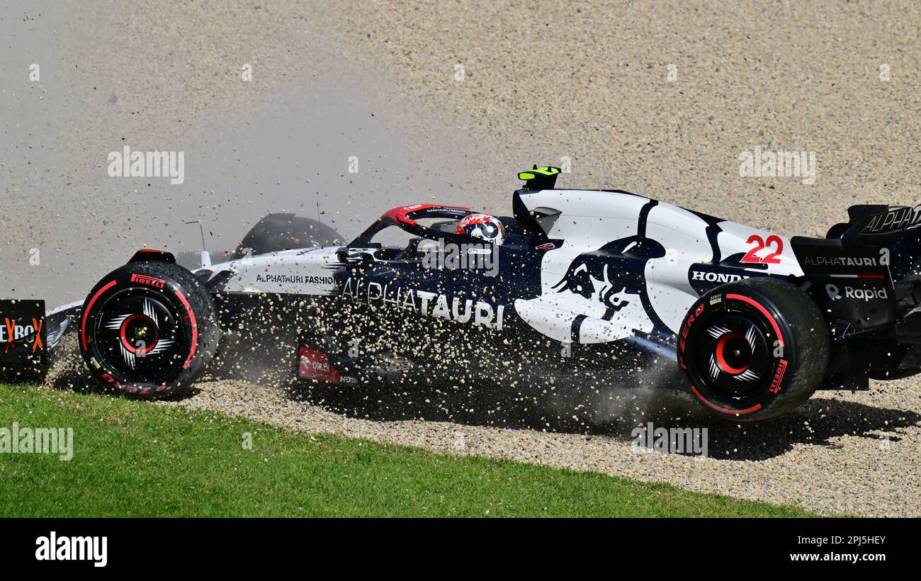 Melbourne, Australien. 31. März 2023. 22 TSUNODA Yuki (Jap), Scuderia AlphaTauri AT04, Action während der Formel 1 des australischen Grand Prix 2023, 3. Runde der Formel-1-Weltmeisterschaft 2023 vom 31. März bis 2. April 2023 auf dem Albert Park Circuit in Melbourne, Australien - Foto: Dppi/DPPI/LiveMedia Credit: Independent Photo Agency/Alamy Live News Stockfoto