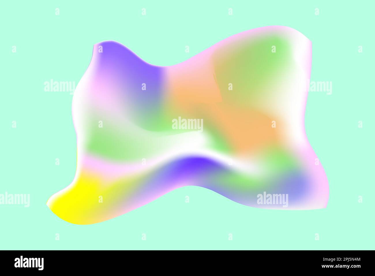 Abstrakte volumetrische unscharfe Figur mit einem Farbverlauf auf einem mintfarbenen Hintergrund. Kreativer Hintergrund, Tapete. Stock Vektor