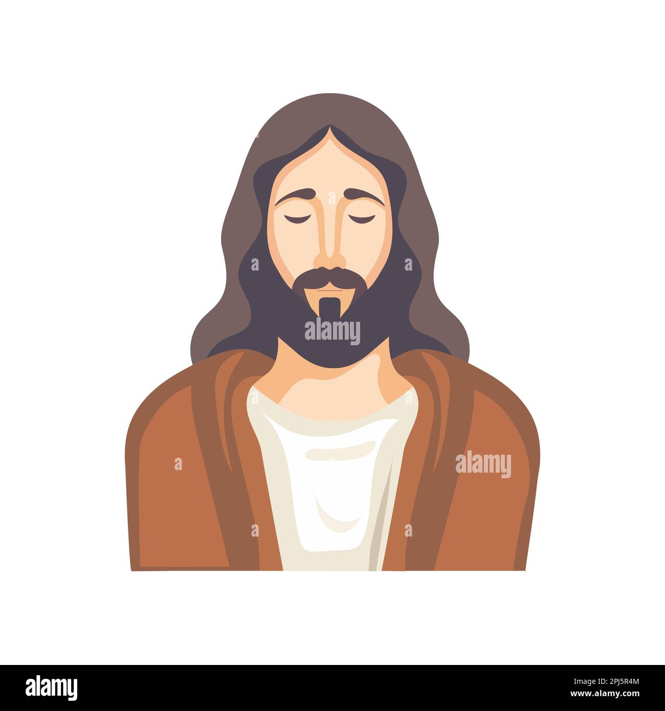 Face of Jesus Christus, flaches Design isoliert. Vektordarstellung. Vektordarstellung Stock Vektor