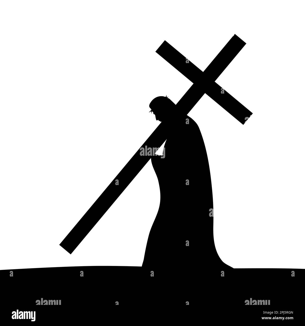 Jesus trägt das Kreuz auf weißem Hintergrund Stock Vektor