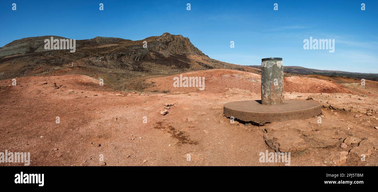 Die Landschaft der vulkanischen Wüste in der Nähe von Laugarfjall, Island. Stockfoto