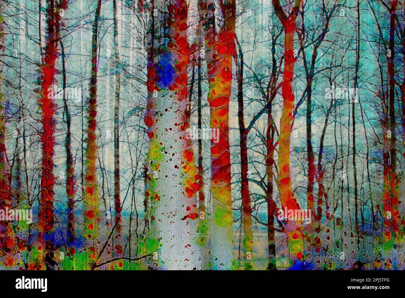 MODERNE KUNST: Der Painted Forest von Edmund Nagele FRPS Stockfoto