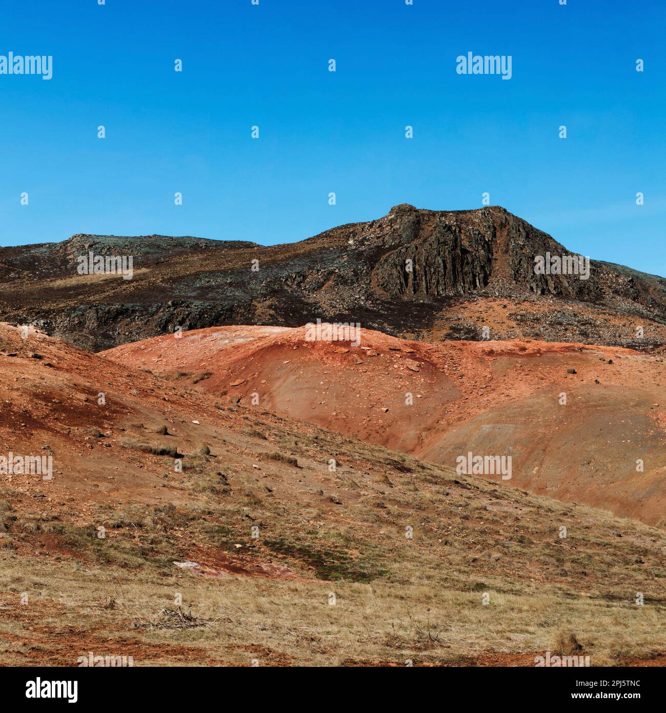 Die Landschaft der vulkanischen Wüste in der Nähe von Laugarfjall, Island. Stockfoto
