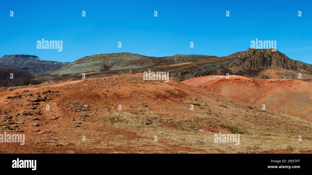 Die Landschaft der vulkanischen Wüste in der Nähe von Laugarfjall, Island. Stockfoto