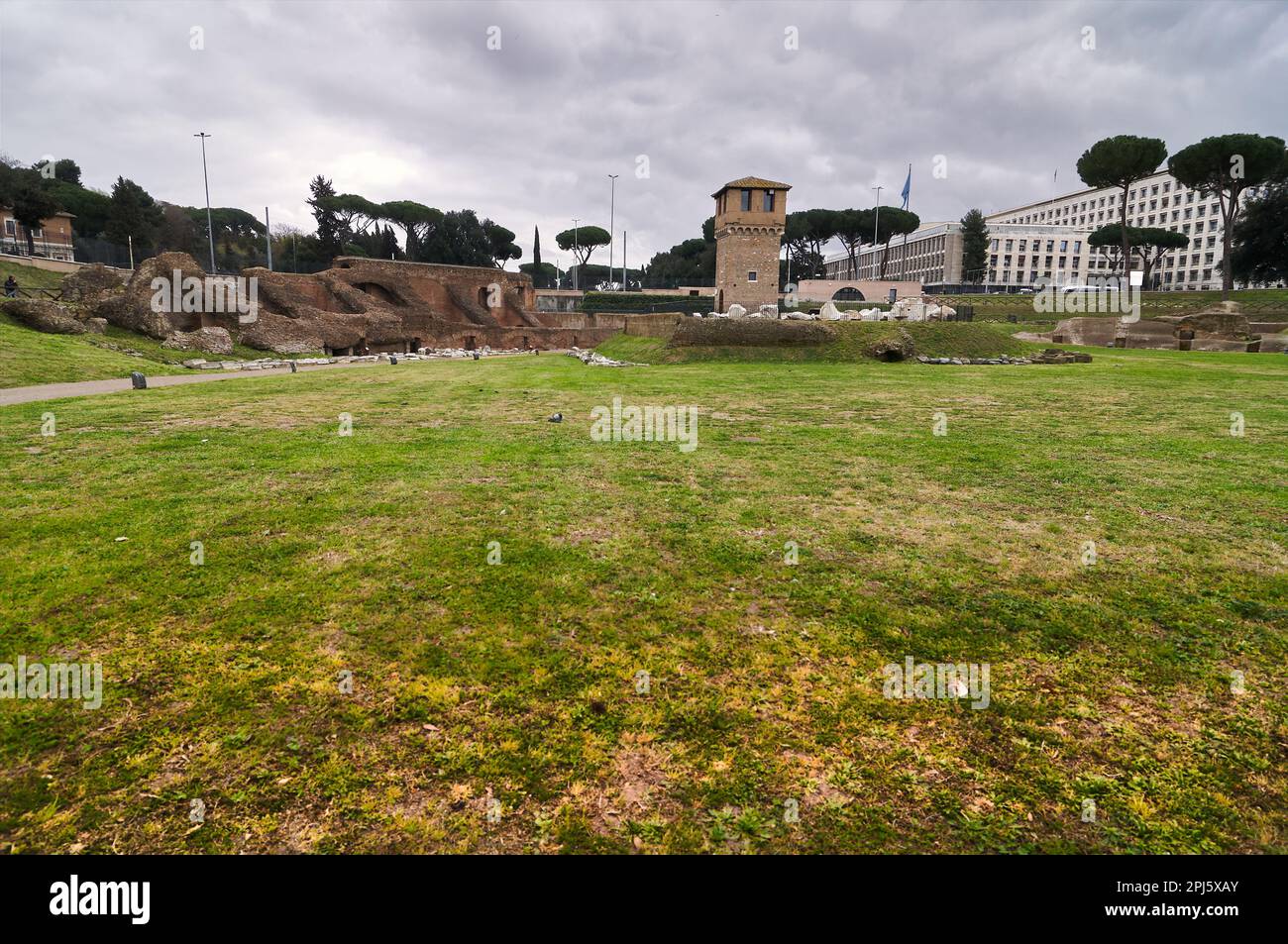 Blick auf den Maximus-Zirkus von Rom Stockfoto