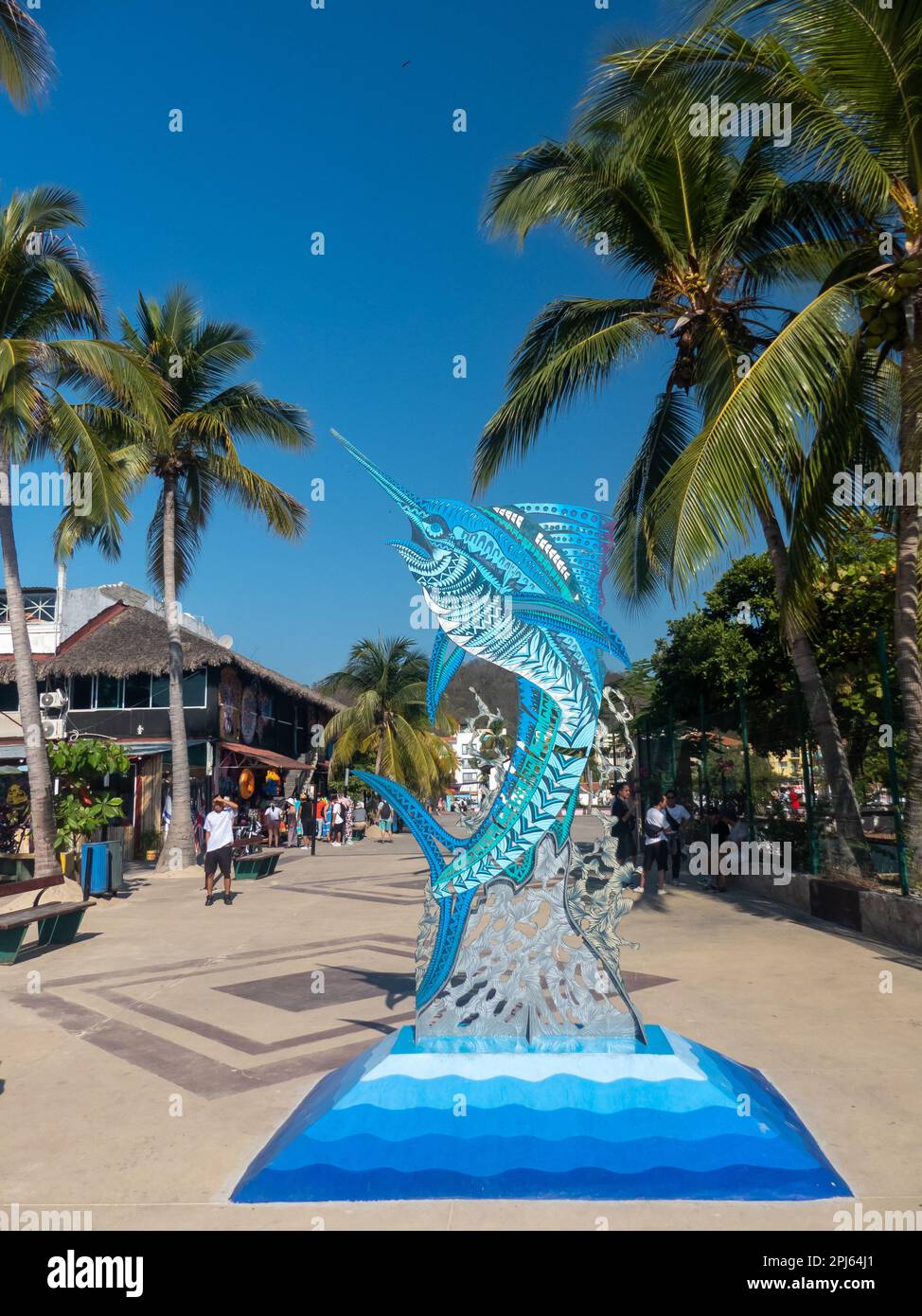 Huatulco in Mexiko: Die Sailfish-Skulptur Stockfoto