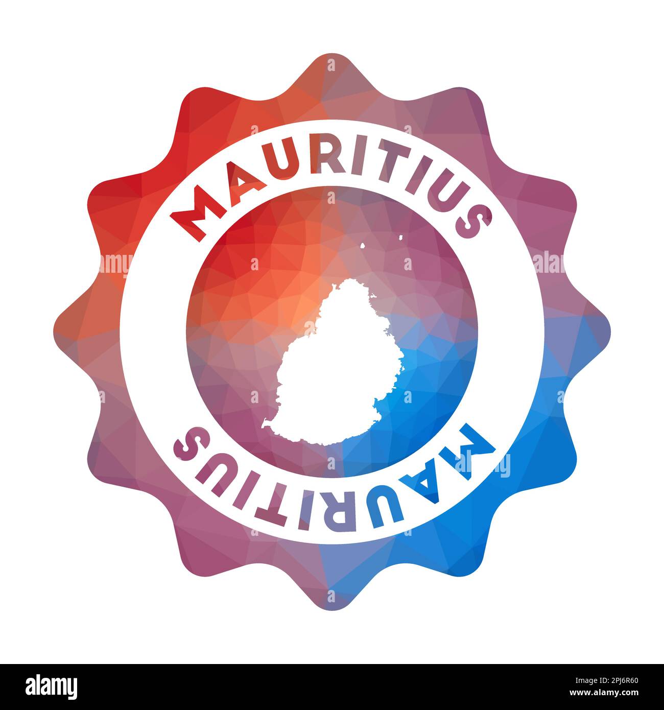 Mauritius Low Poly Logo. Buntes Reiselogo mit Farbverlauf der Insel im geometrischen Stil. Stock Vektor