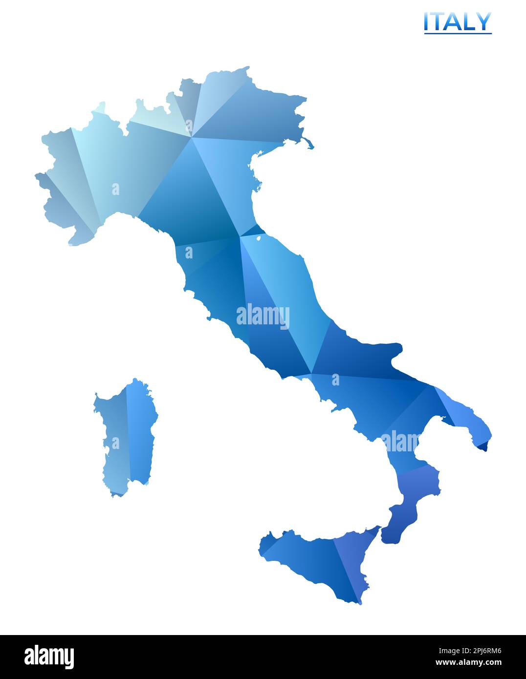 Vektor polygonale Italien-Karte. Lebhaftes, geometrisches Country in flachem Poly-Stil. Stilvolle Illustration für Ihre Infografiken. Stock Vektor