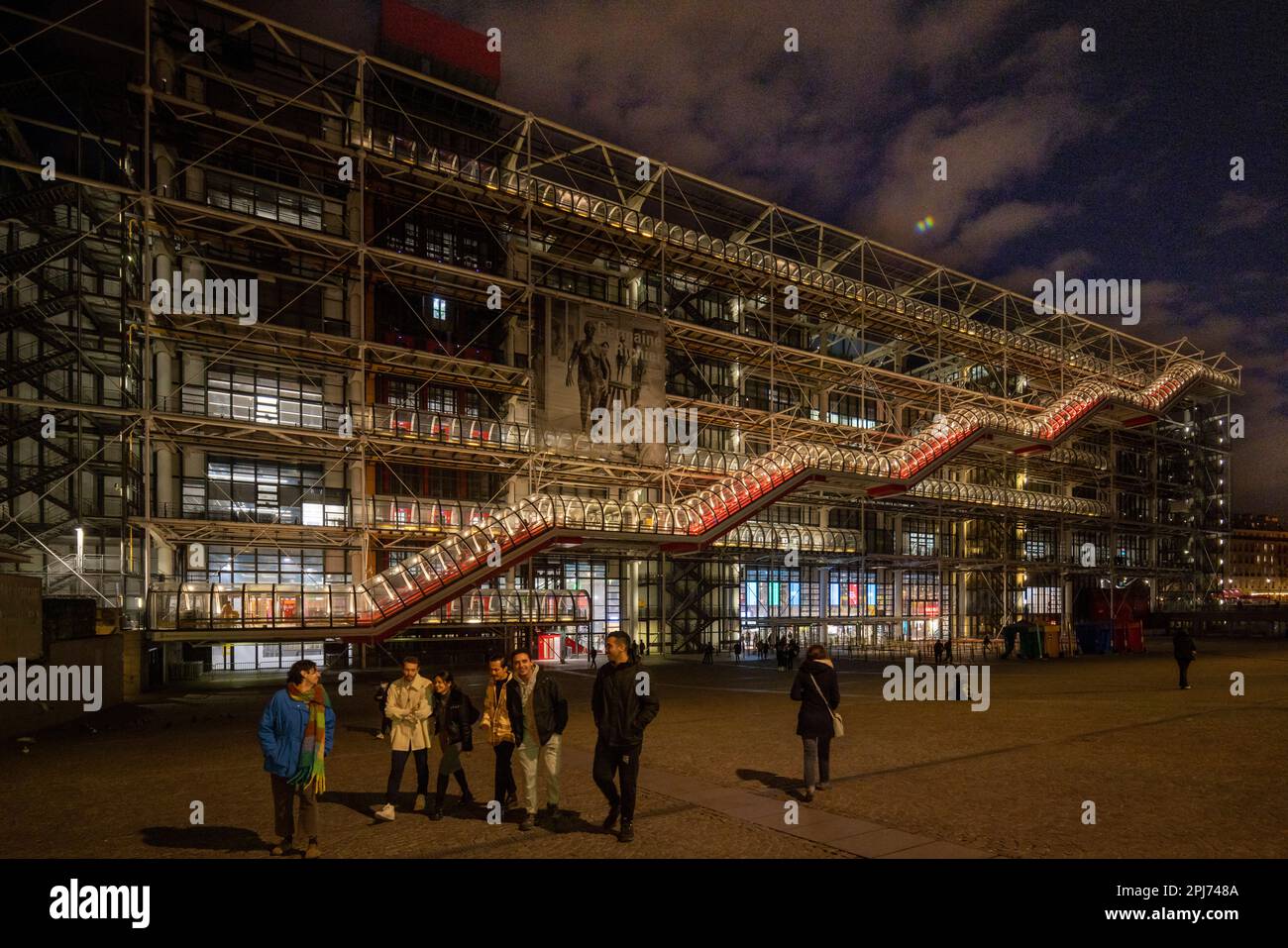 Das Pompidou Center, Paris, Frankreich bei Nacht Stockfoto