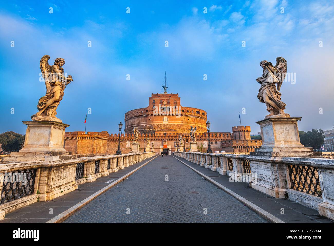 Rom, Italien in der Engelsburg während der Dämmerung. Stockfoto