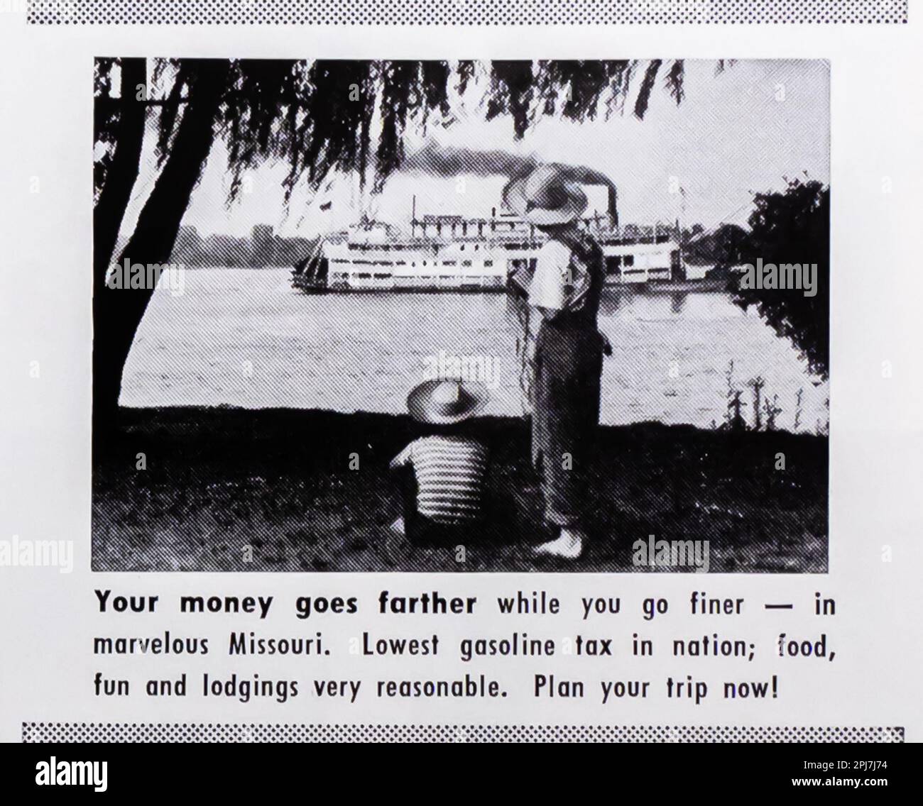 Reisewerbung in Missouri in einer Zeitschrift NatGeo, Mai 1957 Stockfoto