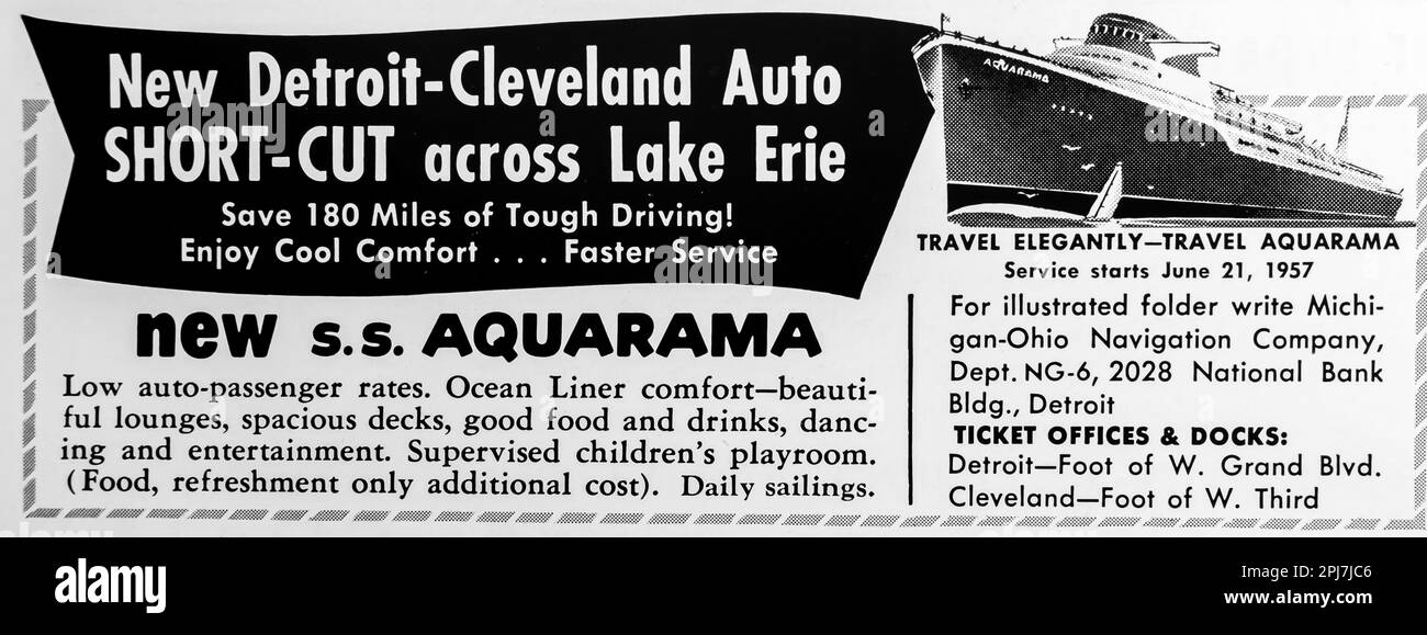 Travel Aquarama Werbespot in einem Magazin in NatGeo Juni 1957 Stockfoto