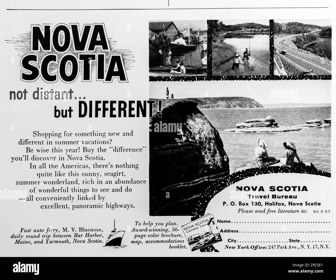 Tourismuswerbung Nova Scotia Canada in einem Magazin in NatGeo Juni 1957 Stockfoto
