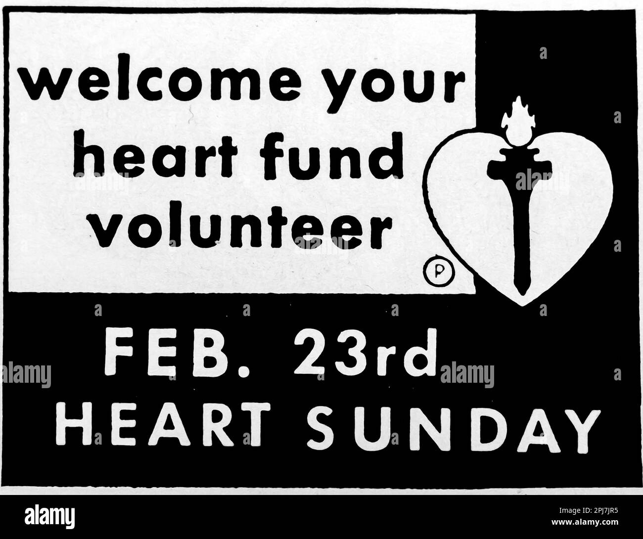 Heart Sunday, 23. Februar, Heart Fund Voluner Advert in einem NatGeo Magazin, 1958. Juli Stockfoto