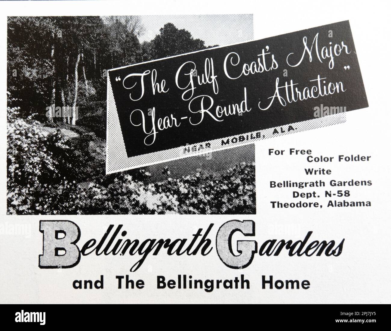Bellingrath Gardens Alabama Werbeanzeige in einem NatGeo Magazin, Januar 1958 Stockfoto