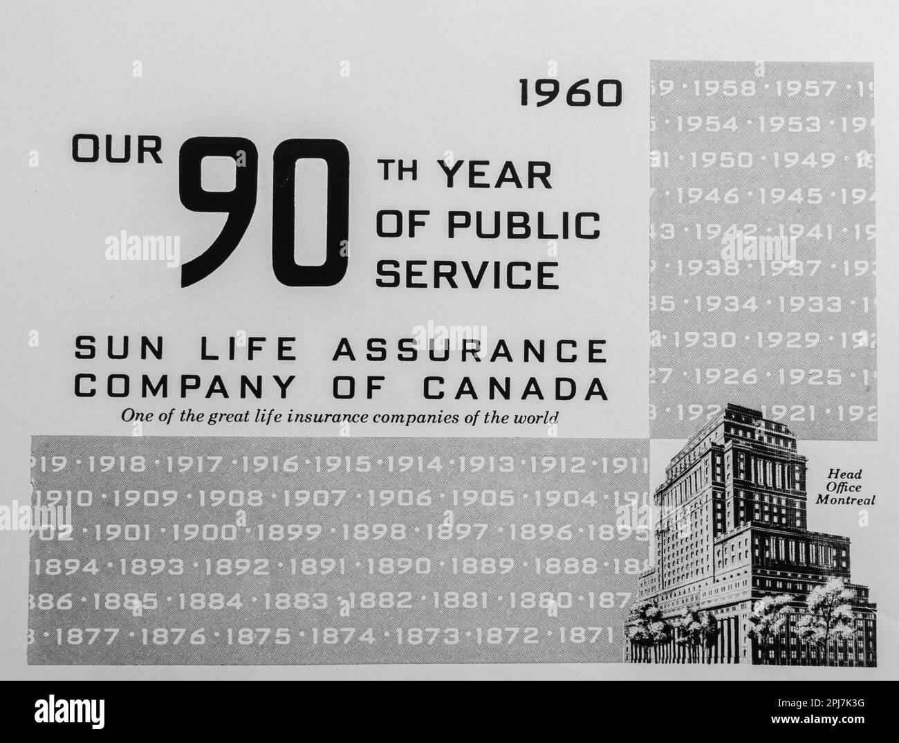 Sun Life Assurance Company of Canada Insurance Company Werbung in einem Magazin in NatGeo, Dezember 1959 Stockfoto