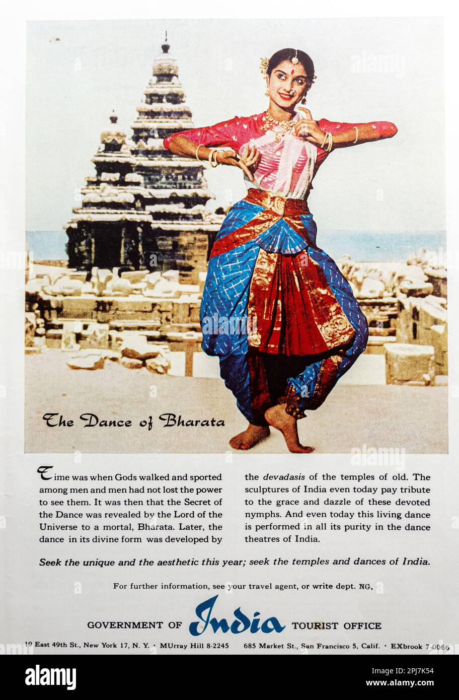 Indienwerbung in einem Magazin in NatGeo, Dezember 1959 Stockfoto