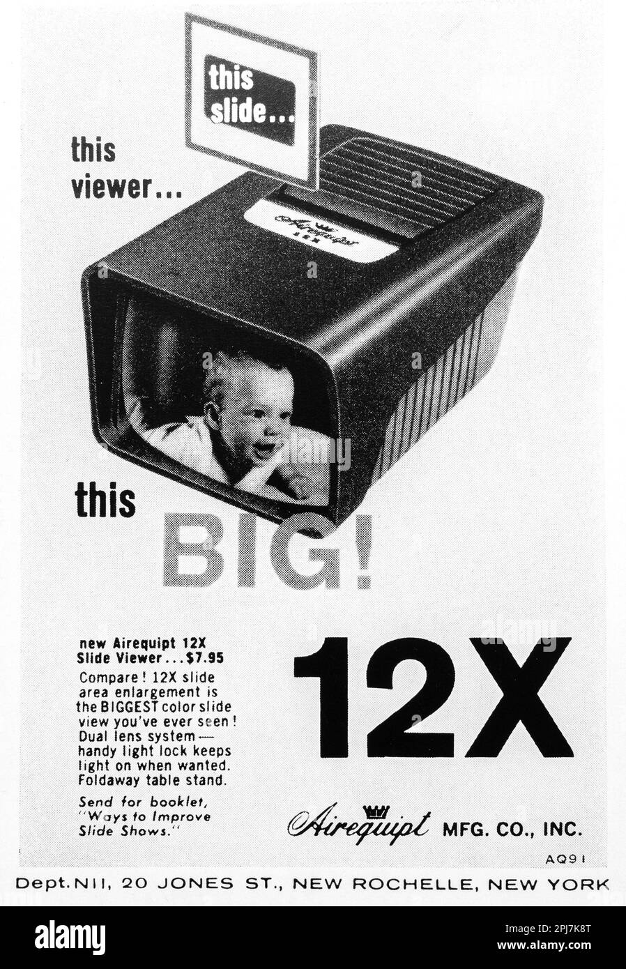 Airequipt 12x Slide Viewer-Anzeige in einer Zeitschrift NatGeo, November 1959 Stockfoto