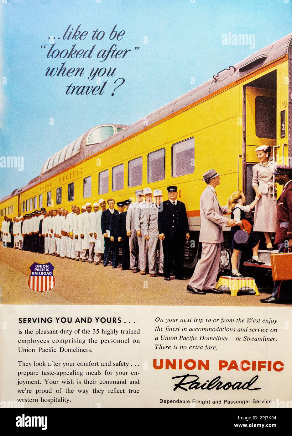 Anzeige von Union Pacific Railroad in einer Zeitschrift von NatGeo, November 1959 Stockfoto