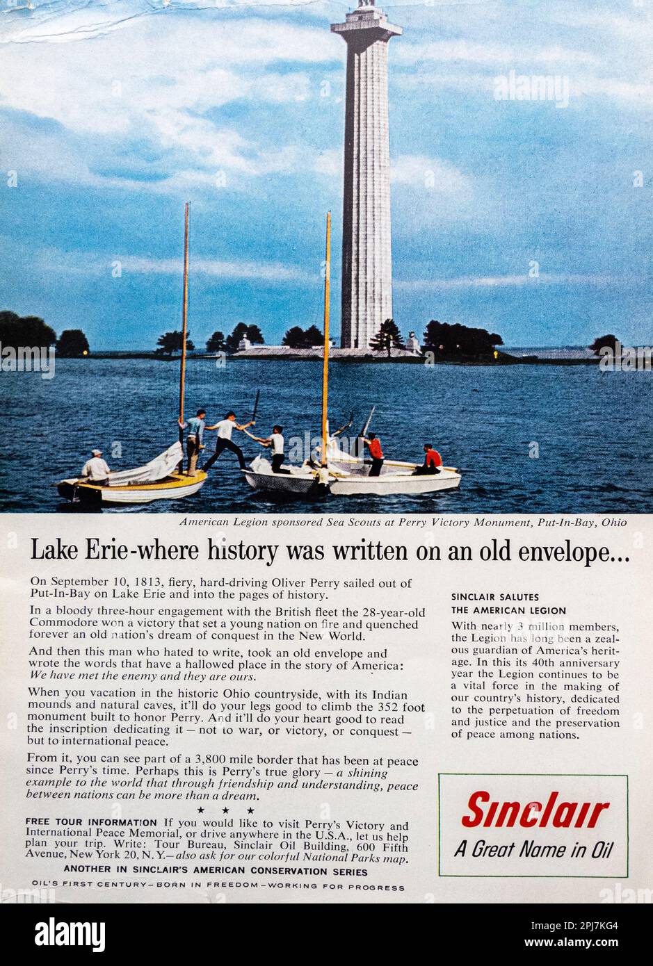 Sinclair Oil Corporation Werbeanzeige in einer Zeitschrift NatGeo, August 1959 Stockfoto