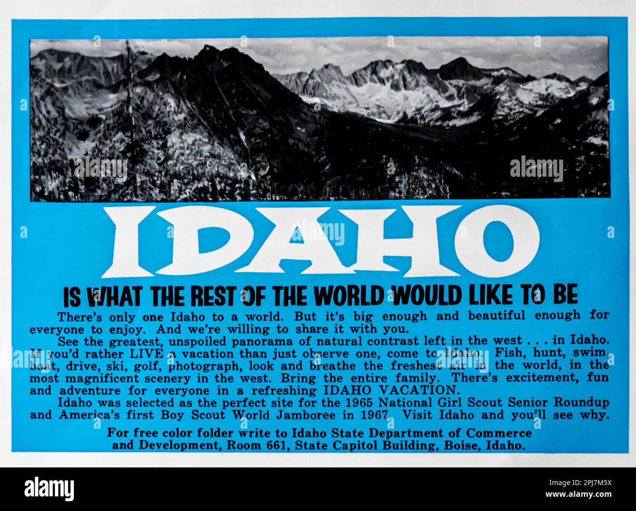 Idaho-Reisewerbung in einer Zeitschrift von NatGeo, April 1966 Stockfoto