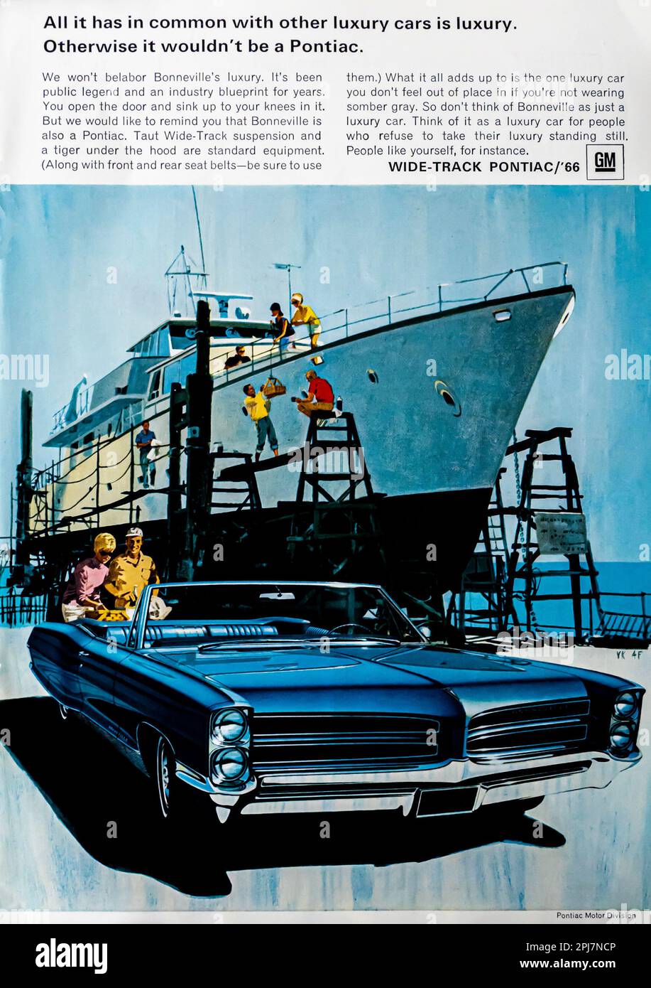 66 Pontiac Wide-Track-Werbung in einer NatGeo Zeitschrift, 1966 Stockfoto