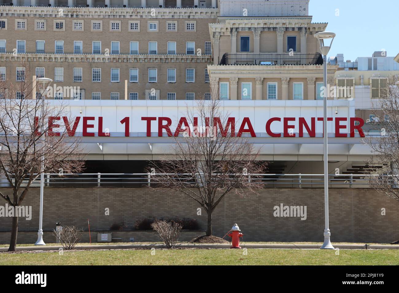 Universitätskliniken Traumazentrum am Universitätskreis in Cleveland, Ohio Stockfoto