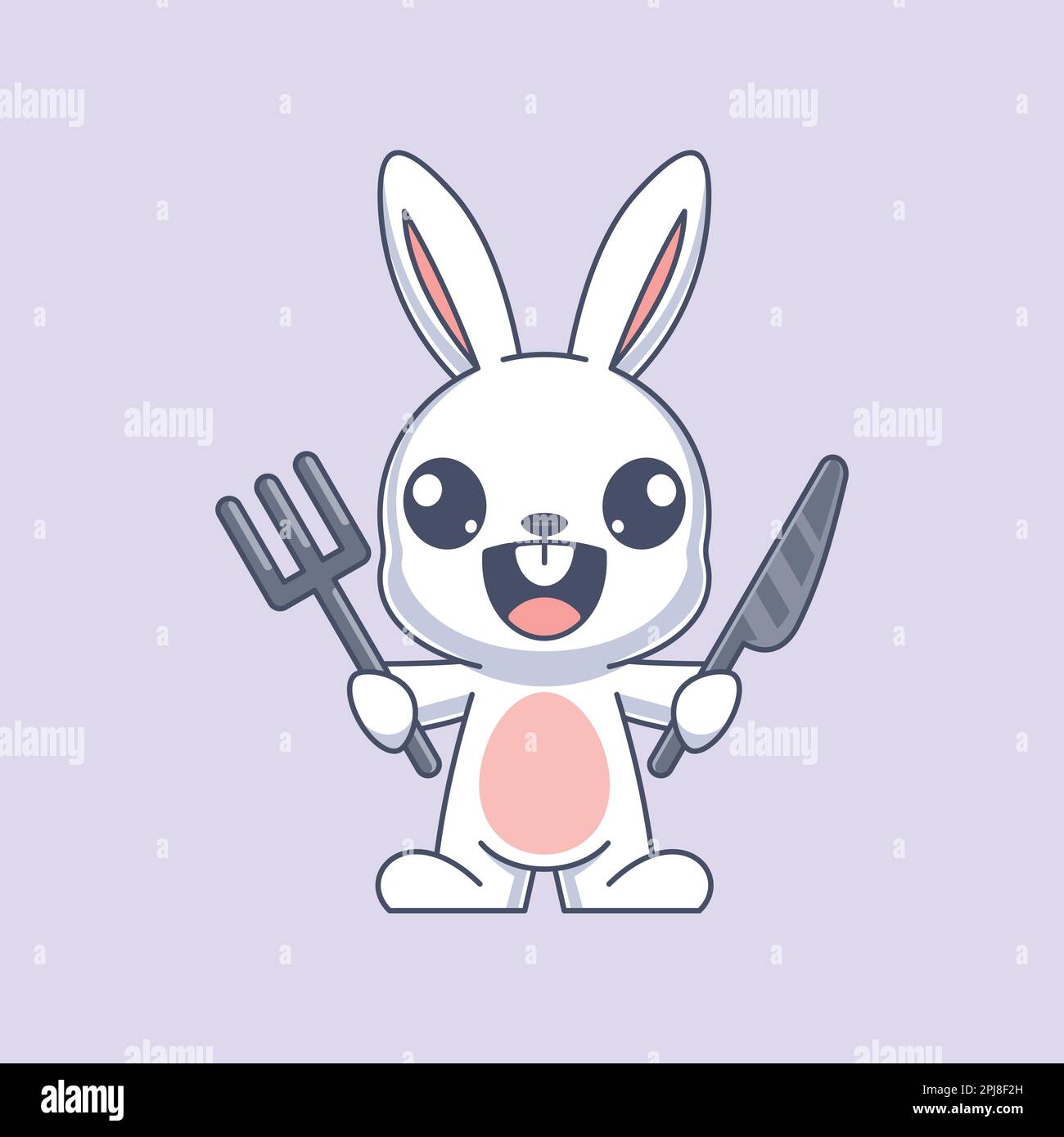 Der süße Hase macht sich zum Essen fertig Stock Vektor