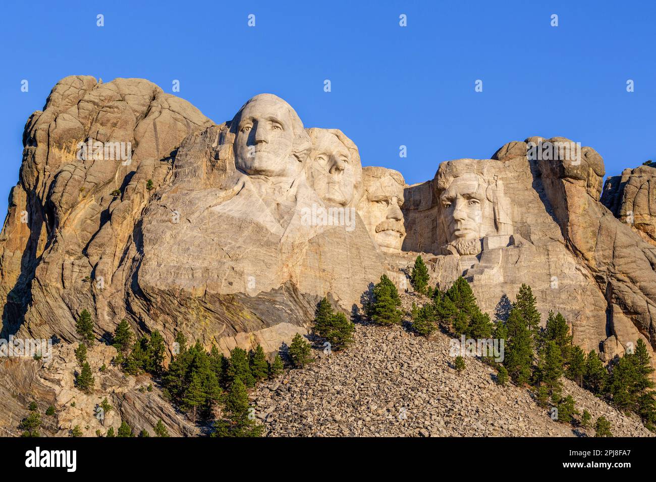 Sonnenaufgang am Mount Rushmore, South Dakota, Vereinigte Staaten von Amerika Stockfoto