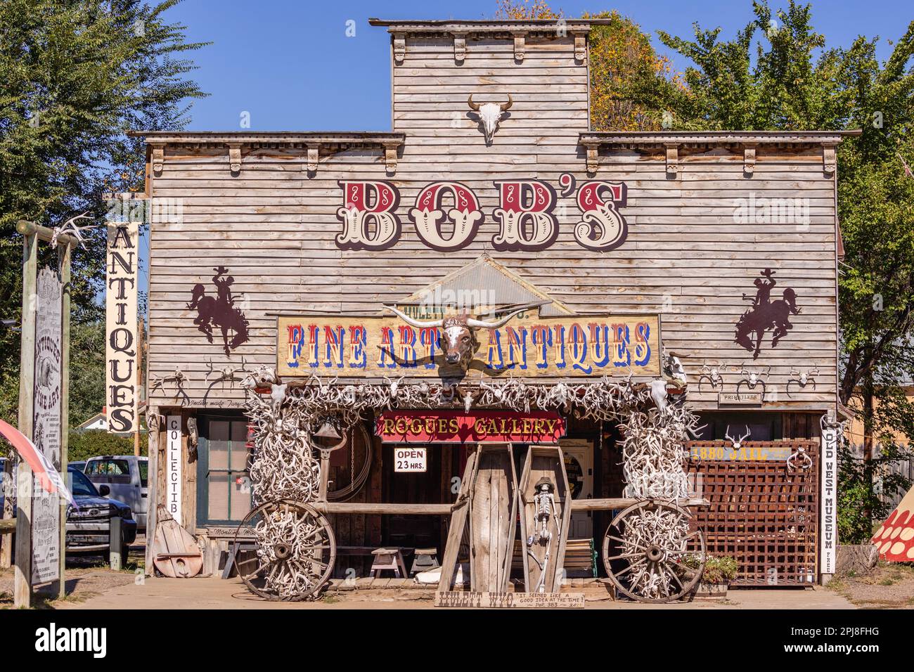 Stadt Hulett mit Wild West Saloons, Wyoming, Vereinigte Staaten von Amerika Stockfoto