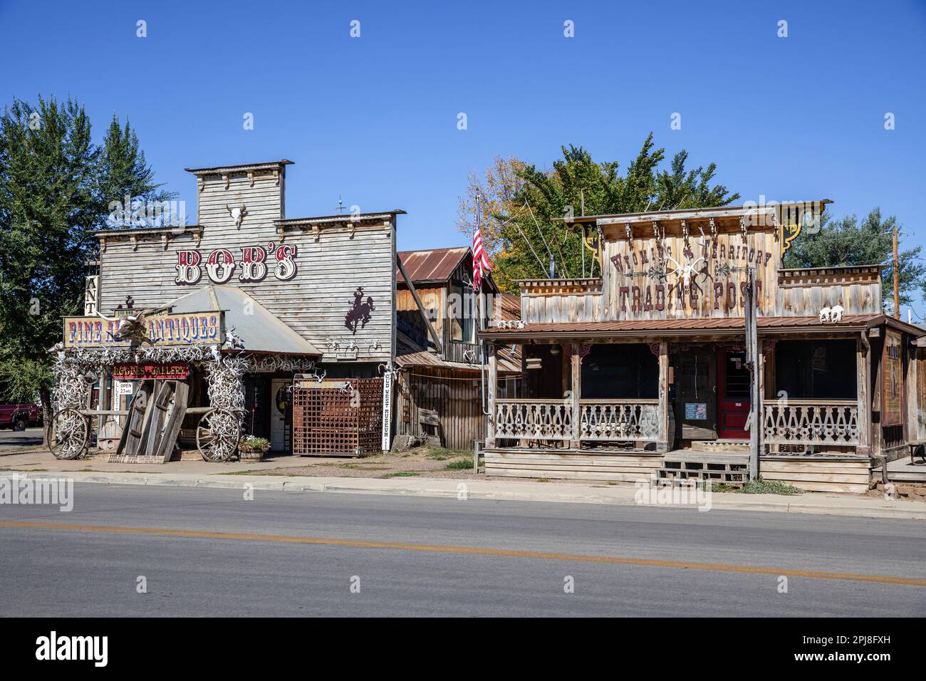 Stadt Hulett mit Wild West Saloons, Wyoming, Vereinigte Staaten von Amerika Stockfoto
