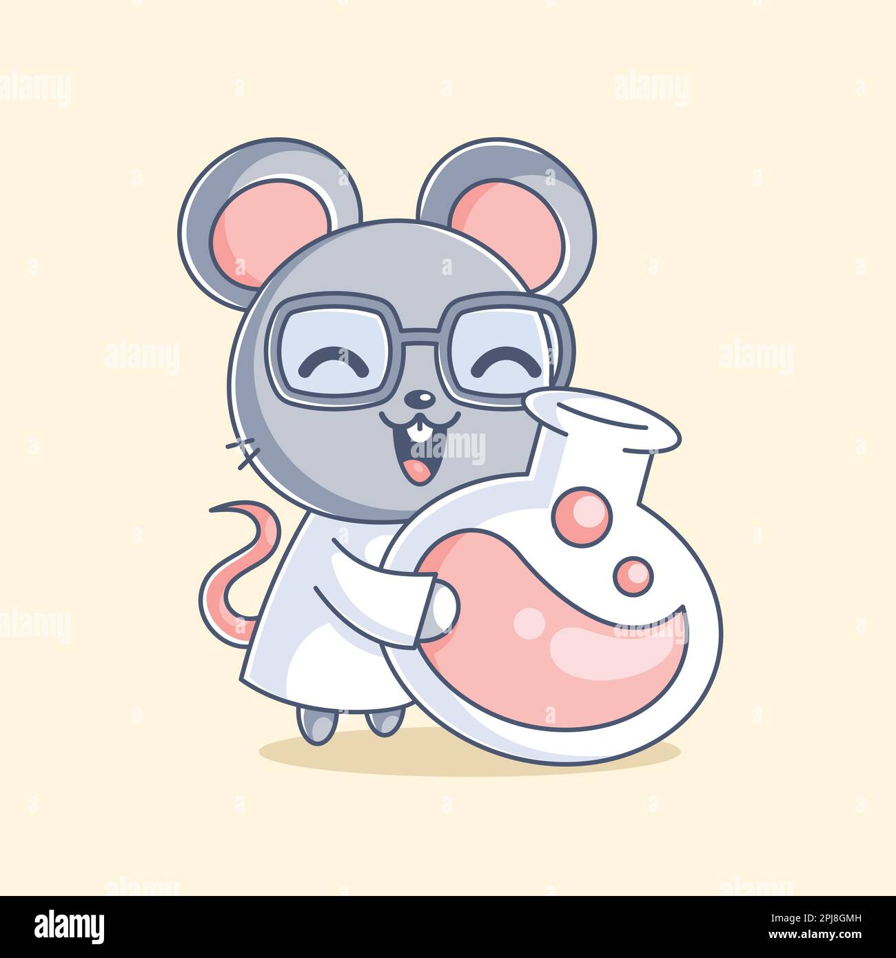 Süßes Maus-Wissenschaftler-Cartoon-Design Stock Vektor