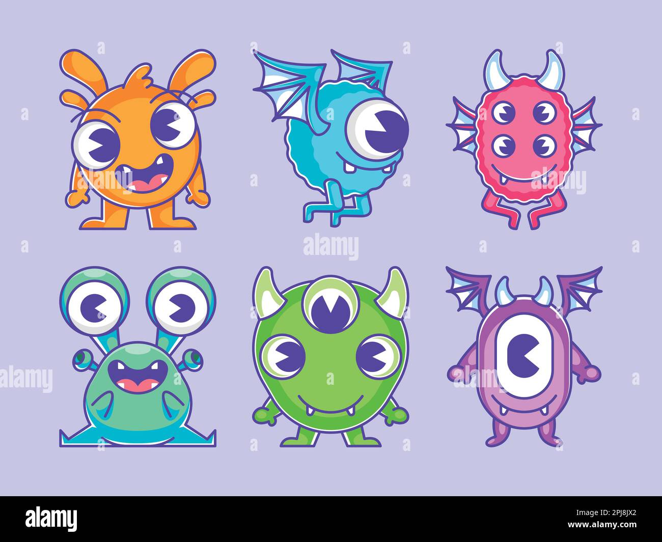Kollektion mit niedlichen Monsterfiguren Stock Vektor