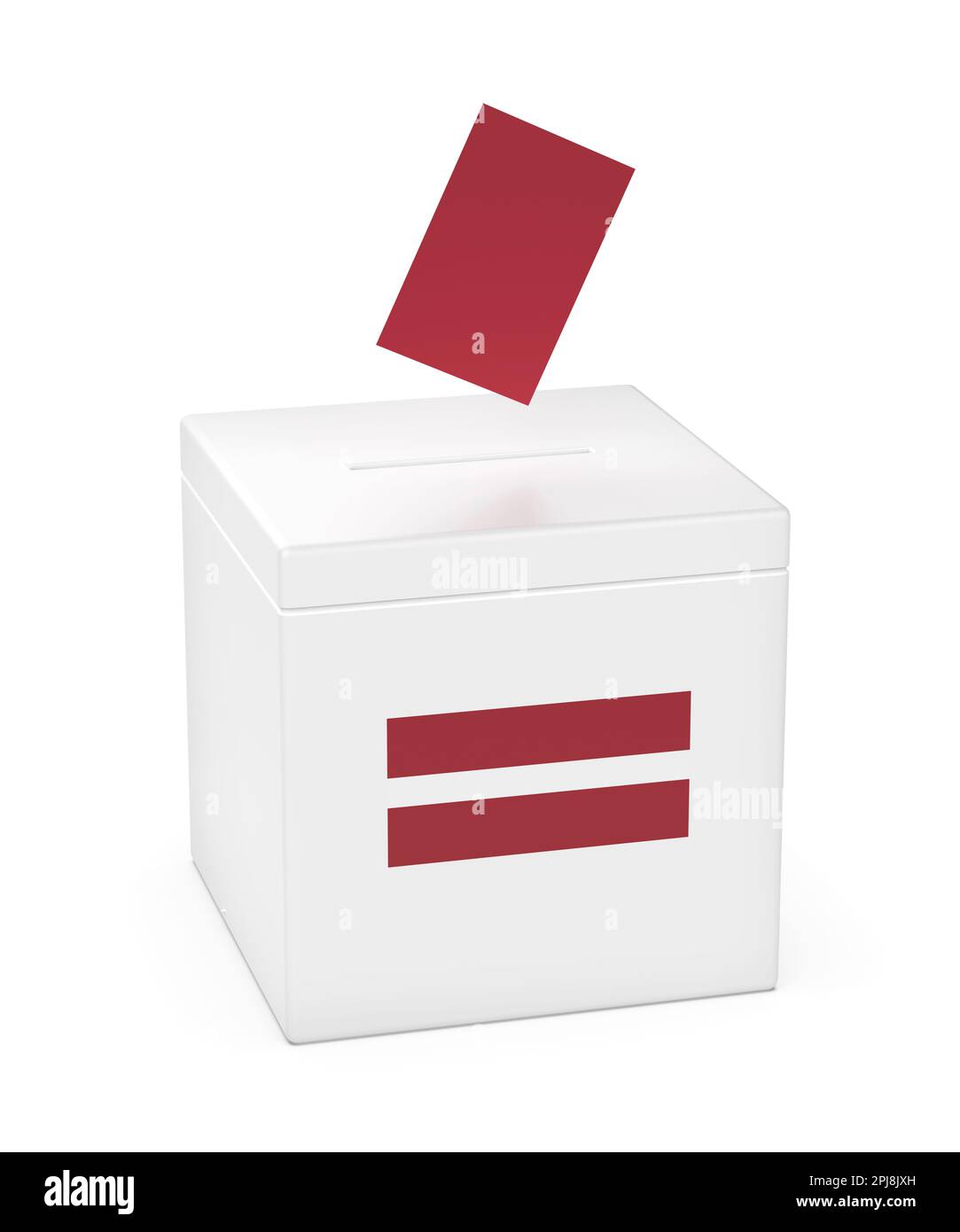 Wahlurnen mit der Flagge Lettlands, Konzeptbild für die Wahlen in Lettland Stockfoto
