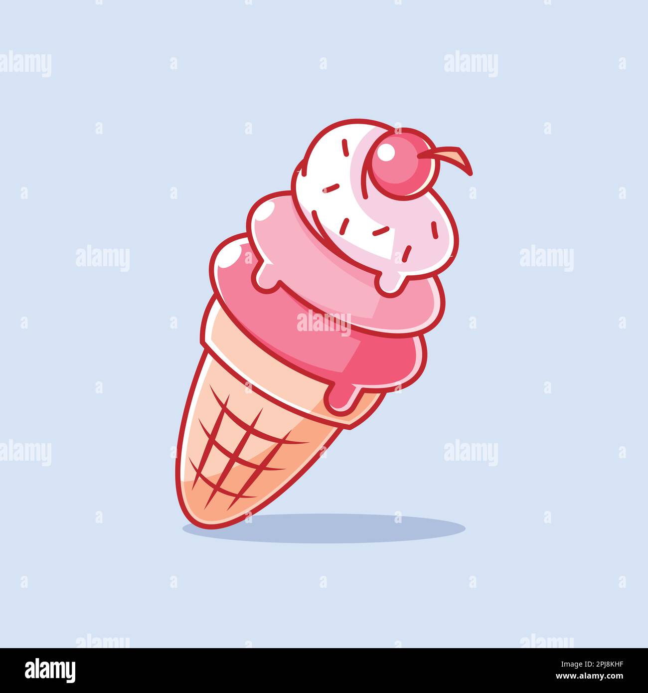 Drei Kugeln Eiscreme-Cartoon Stock Vektor