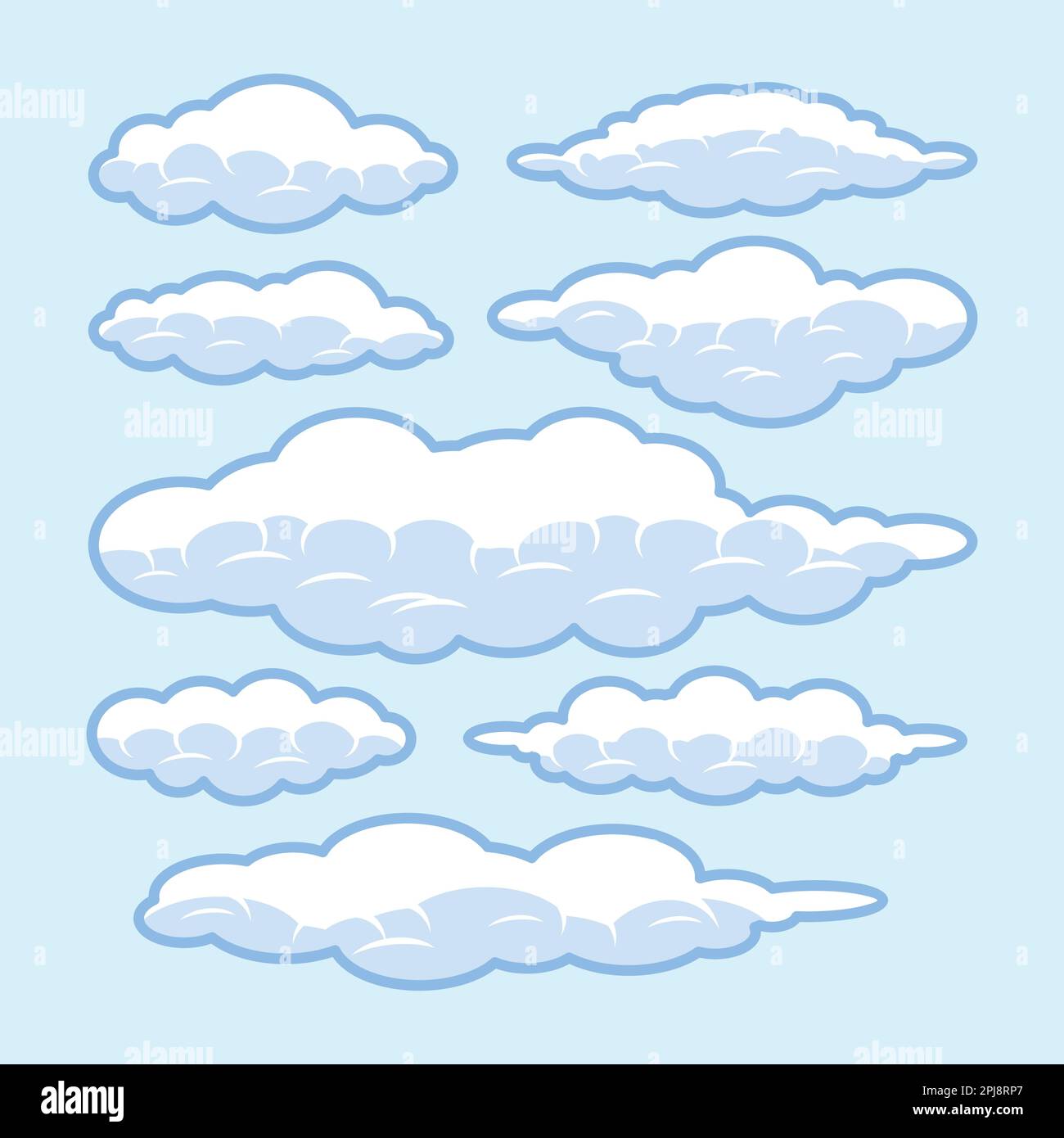 Cartoon Clouds Kollektion mit einer Linie Stock Vektor