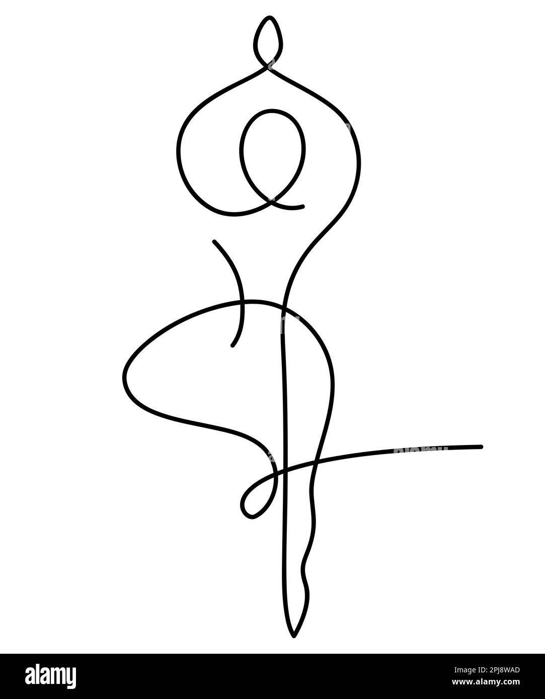 Yoga-Logo mit einzeiliger Zeichnung des weiblichen Body-Shape-Vektors Stock Vektor